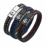 Lederarmband in 3 verschiedenen Farben und 3 Größen, Edelstahlschließe schwarz – Bild 2