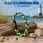 Segelseilarmband Dahme Gelb/Blau 8 mm – Maritimes Armband mit Magnetverschluss – Handgefertigt in Travemünde