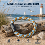 Segelseilarmband Niendorf Hellblau und Braun 8 mm – Maritimes Armband mit Magnetverschluss – Handgefertigt in Travemünde