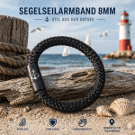 Segelseilarmband Sirksdorf Schwarz 8 mm – Maritimes Armband mit Magnetverschluss – Handgefertigt in Travemünde