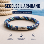 Segelseilarmband Grömitz Beige/Blau 8 mm – Maritimes Armband mit Magnetverschluss – Handgefertigt in Travemünde