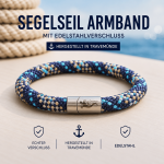 Segelseilarmband Grömitz Beige/Blau 8 mm – Maritimes Armband mit Magnetverschluss – Handgefertigt in Travemünde – Bild 3