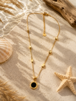 Ocean Noir -  Edelstahlhalskette 18 K vergoldet - Damenhalskette – Bild 5
