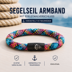 Segelseilarmband Heiligenhafen Regenbogen 8 mm – Maritimes Armband mit Magnetverschluss – Handgefertigt in Travemünde