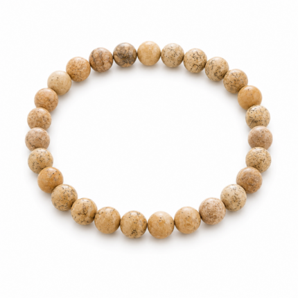 Treibholz Perlenarmband mit Naturstein-Perlen in Sand- und Beigetönen