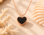 Eclipse Heart - Edelstahlkette 18 K vergoldet - Damenhalskette Roségold – Bild 7
