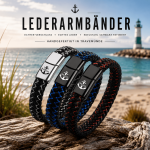 Lederarmband in 3 verschiedenen Farben und 3 Größen, Edelstahlschließe schwarz