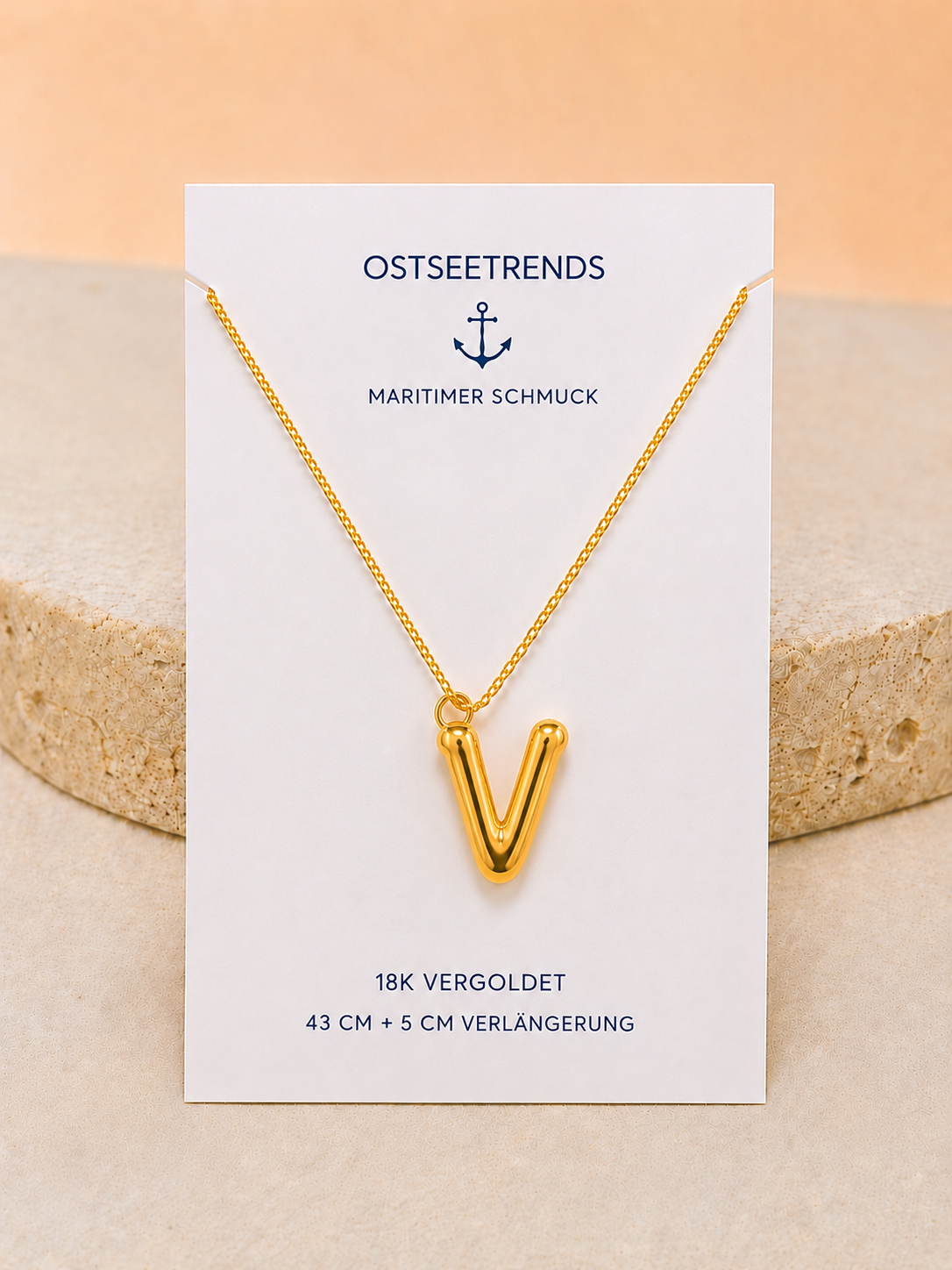 Buchstabe V Buchstabenkette V Gold – 18K vergoldete Halskette mit Initiale – Bild 1