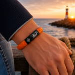 Nebelwanderer Leuchtfeuer – PU-Lederarmband Gecco Orange – Bild 2