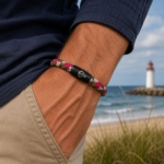 Segelseilarmband Kiel Pink/Olive 8 mm – Maritimes Armband mit Magnetverschluss – Handgefertigt in Travemünde – Bild 2