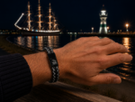 Travemünder Hafennacht – Maritimes PU-Lederarmband Schwarz-Weiß – Bild 3