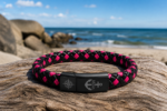 Lederarmband Hiddensee – Echtleder Pink & Schwarz