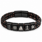 Ostsee Armband Herren Schwarz Braun mit maritimen Motiven – Bild 6