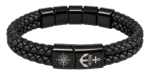 Ostsee Armband Schwarz – Geflochtenes Kunstleder & Edelstahl mit maritimen Motiven – Bild 3