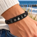 Ostsee Armband Herren Schwarz Braun mit maritimen Motiven – Bild 3