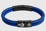 Ostsee Armband Blau – Geflochtenes Kunstleder & Edelstahl mit maritimen Motiven – Bild 2