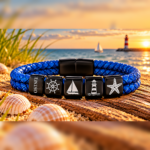 Ostsee Armband Blau – Geflochtenes Kunstleder & Edelstahl mit maritimen Motiven