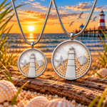 Maritime Leuchtturm Kette aus Edelstahl – Ostsee Anhänger 22 mm & 30 mm